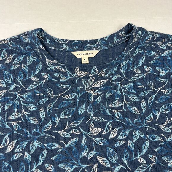 Lucky Brand Short Sleeve Womens Shirt Leaf Print Casual Natural Relaxed Top XL - Picture 4 of 11